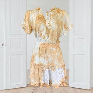 Liv & Lottie V-neck Mini Dress Ruffle Trim Smocked Waist Women’s XL